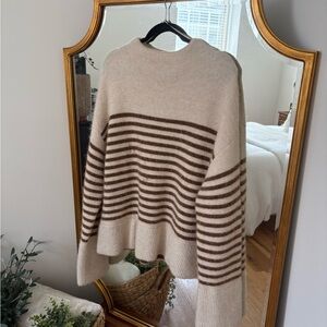 Zara Brown and Cream Striped Sweater